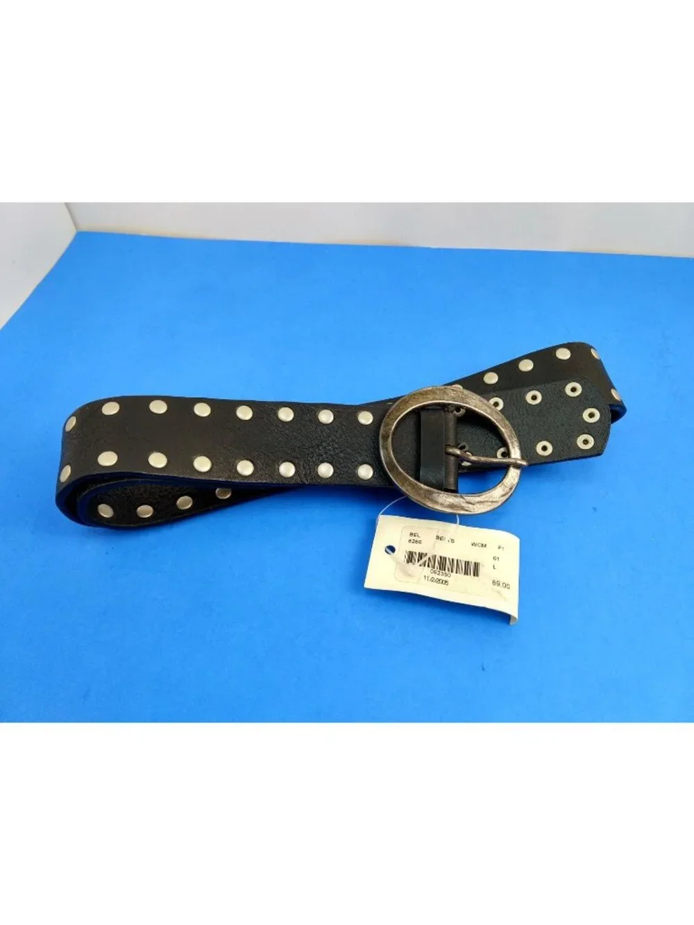 Women's Genuine Leather WCM New York Studded Rivet Belt NWT Size Large